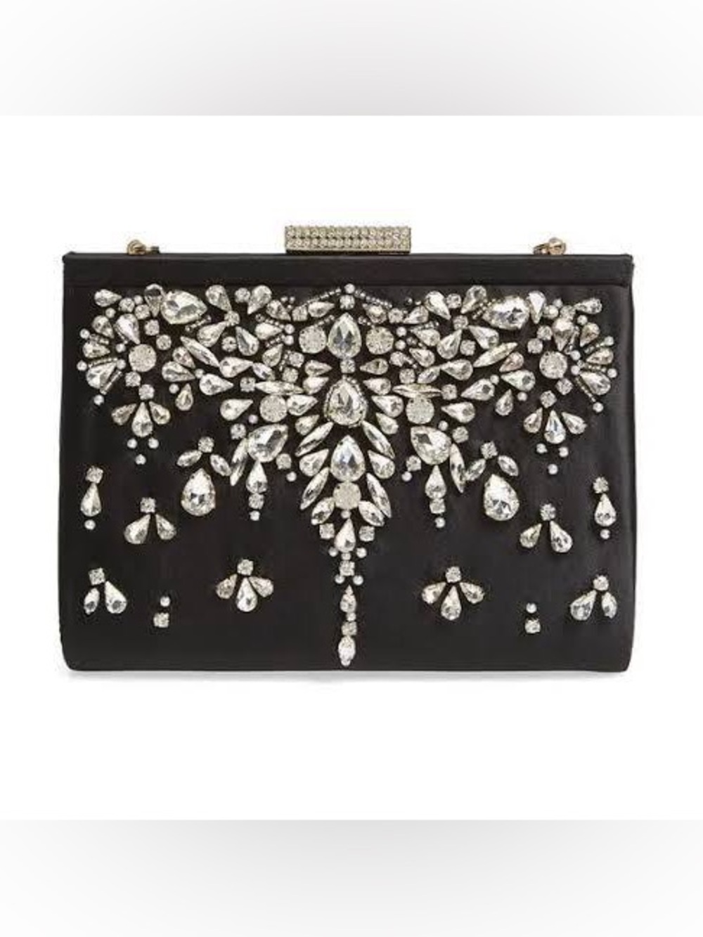 Embellished Black Crystal Evening Clutch